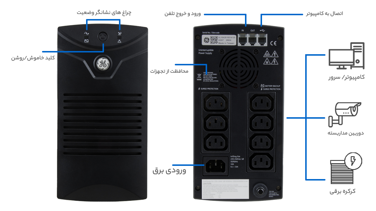 UPS 1000 بدون باطری